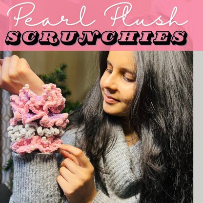 Pearl Plush Crochet Scrunchies