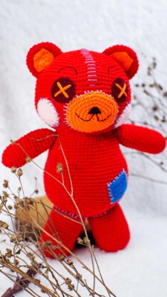 Cocomelon Red Teddy Bear crochet doll amigurumi pattern