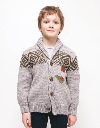 Boys Shawl Collar Cardigan in Bergere de France Alaska - 60508-442 - Downloadable PDF