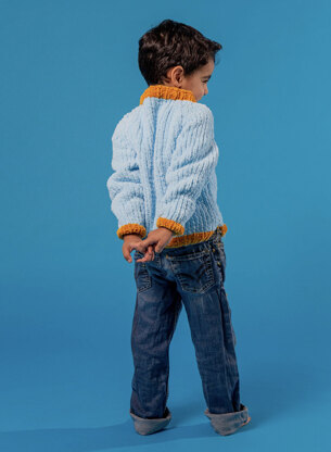 Snuggly Sweater - Free Knitting Pattern For Kids in Paintbox Yarns Chenille by Paintbox Yarns