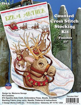 Design Works Reindeer Ride Stocking Counted Cross Stitch Kit