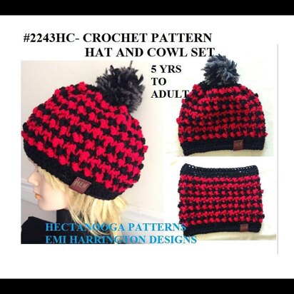 2243HC - Houndstooth Hat & Cowl