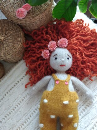 Stuffed knitted doll. “Caramel, the doll”