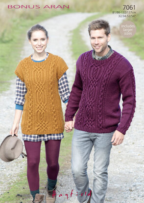 Man’s Sweater and Woman’s Tunic in Hayfield Bonus Aran with Wool - 7061 - Downloadable PDF