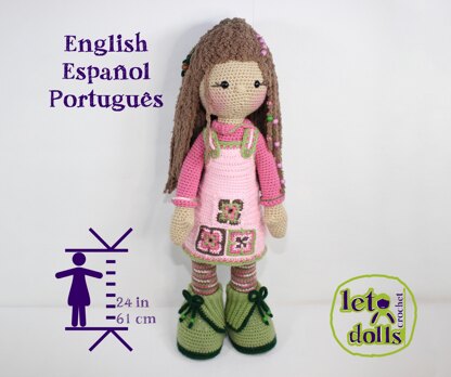 Crochet Doll Pattern, Amigurumi doll pattern, XLarge doll, 24"/61cm, Pippa