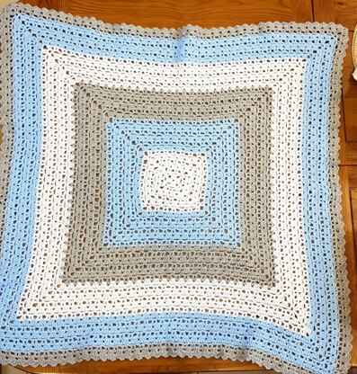 Superbly Simple Baby Blanket - blue/white/grey