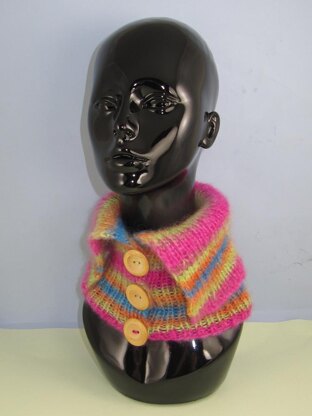 Angel Print Mohair All Rib Button Collar Cowl