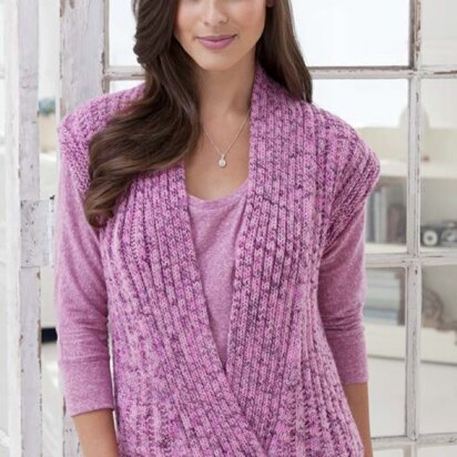 Rib and Twist Vest in Red Heart Shimmer Multis - LW2645 - knitting pattern