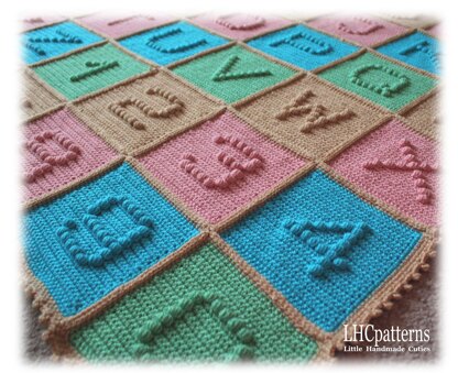 Alphabet + Numbers Baby Toddler Blanket Playmat Crochet Pattern