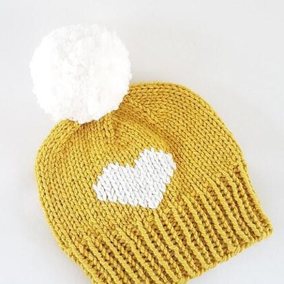 Heart beanie - knitting pattern