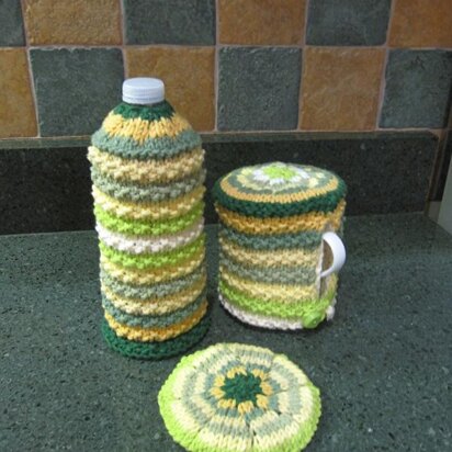 Striped Bottle Cozy, Mug Tea Cozy, Coaster