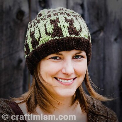 Cat Earflap/beanie Patterned Knit Hat