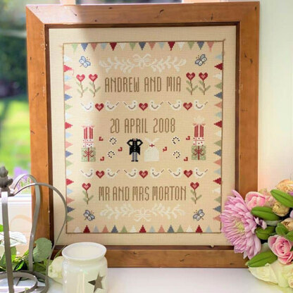 Historical Sampler Company Horseshoe Wedding Sampler Cross Stitch Kit - 27cm x 33cm