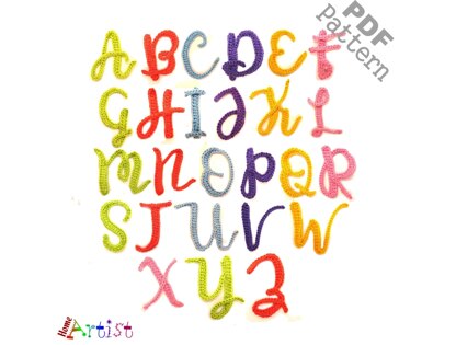 Alphabet crochet applique pattern