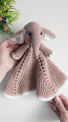 Crochet elephant lovey pattern, crochet baby security blanket Crochet  pattern by AmigurumiJoys