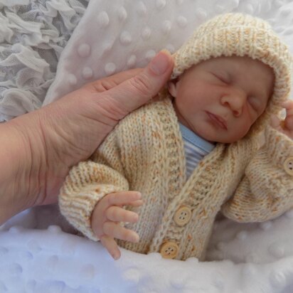 Premature Baby Ribbed Cardi and Hat