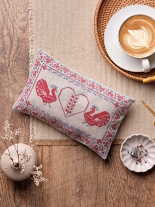 Anchor Folk Peacock Cushion Cross Stitch Kit - 17 x 27 cm