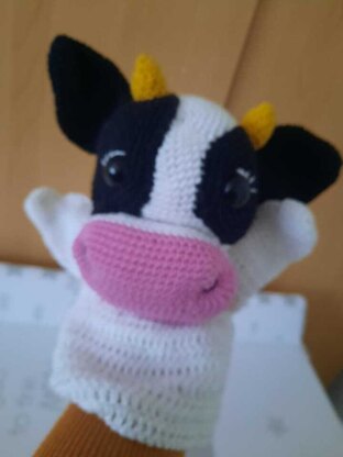 Cowslip the cow hand puppet