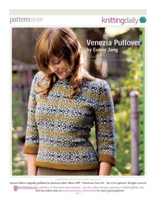 Venezia Pullover in Jamieson’s 2 Ply Spindrift - Downloadable PDF