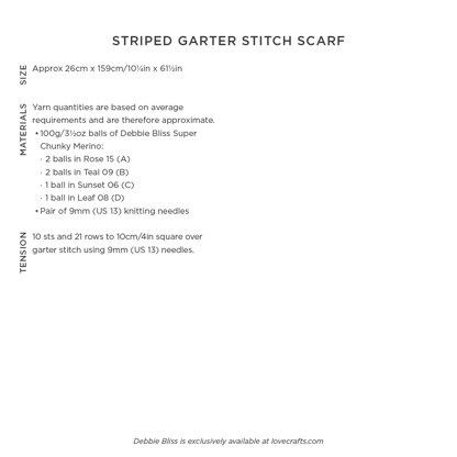 Debbie Bliss Striped Garter Stitch Scarf (Free)