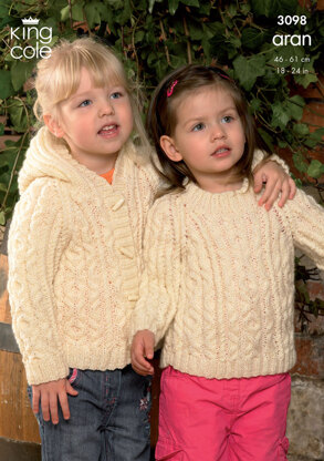 Sweater, Hooded Jacket and Coat Knitted in King Cole Fashion Aran - 3098