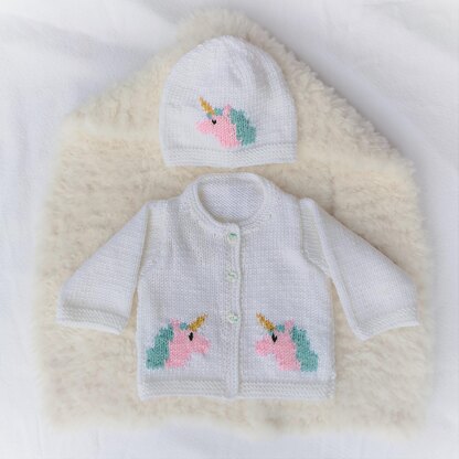 Baby Unicorn Cardigan and Hat