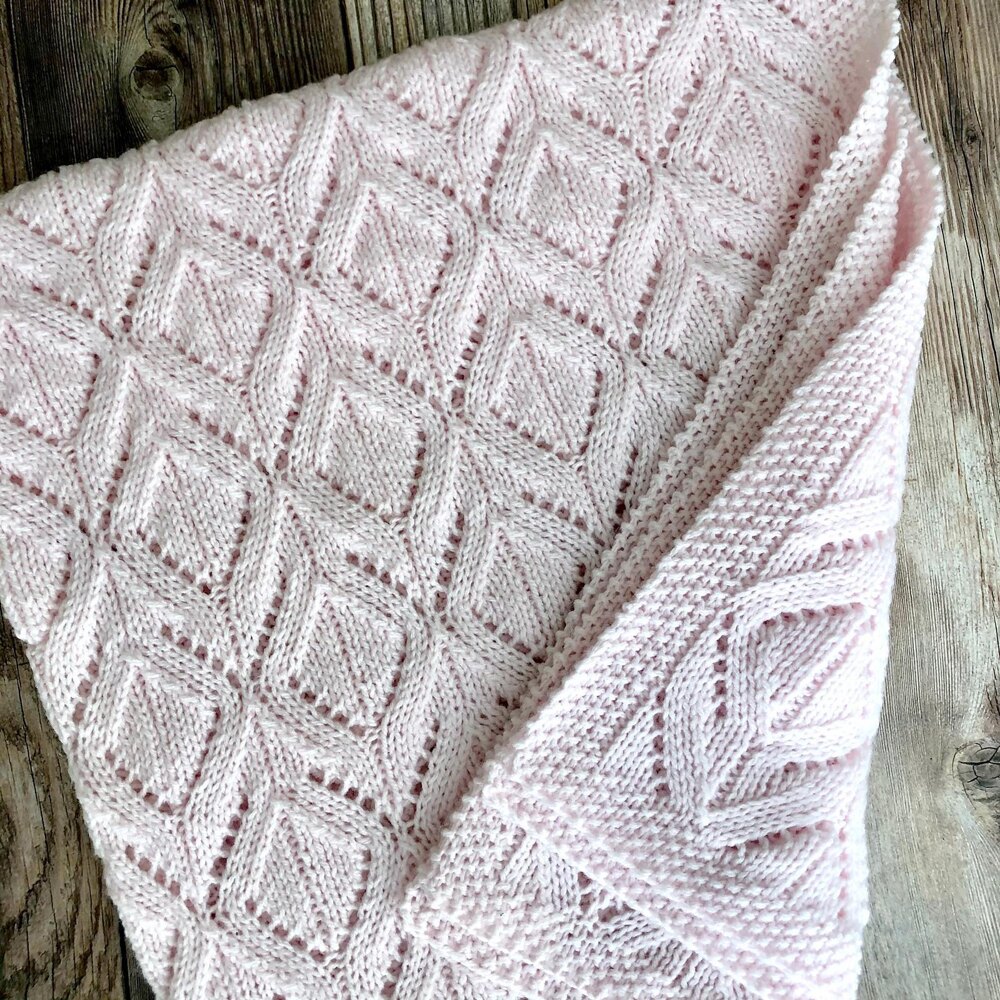 Knit Along Lacy Knit Baby Blanket with Bernat Baby Sport 