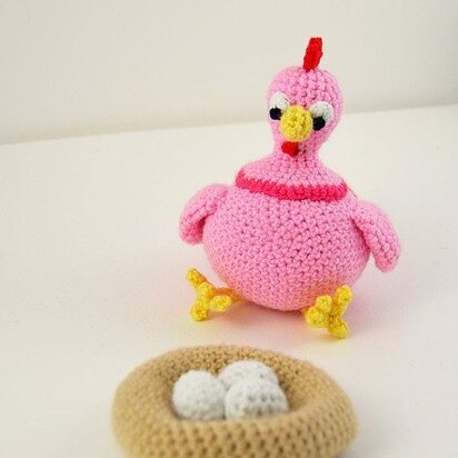 Hen Crochet Pattern, Chicken Crochet Pattern, Chicken Amigurumi, Chicks Amigurumi, Nest with Eggs Crochet Pattern