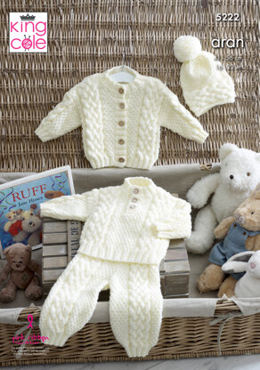 Sweater, Cardigan, Trousers & Hat in King Cole Comfort Aran - 5222 - Leaflet