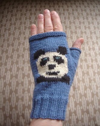 Panda Face fingerless gloves/mitts