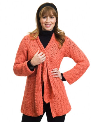Scarf-Tied Jacket in Caron Simply Soft - Downloadable PDF