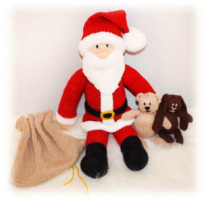 Santa Claus (with two toys in his bag) Knitting Pattern / Father Christmas Knitting Pattern