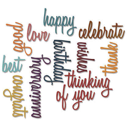 Sizzix Thinlits Dies By Tim Holtz 13/Pkg - Celebration Script Words