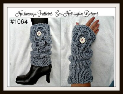 1064- GREY Legwarmers & Texting Gloves