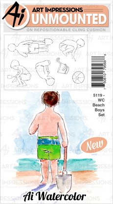 Art Impressions Watercolor Cling Rubber Stamps - Beach Boys