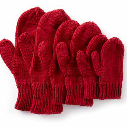 Basic Family Knit Mittens in Caron One Pound - Downloadable PDF - knitting pattern