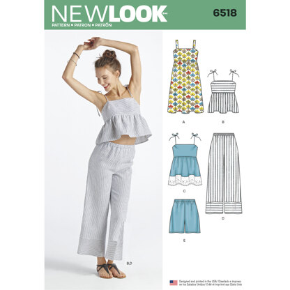 New Look 6518 Women’s  Dress, Tops in Two Lengths, Pants, and Shorts 6518 - Paper Pattern, Size A (6-8-10-12-14-16-18)