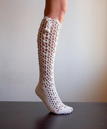 Knee high lace socks slippers