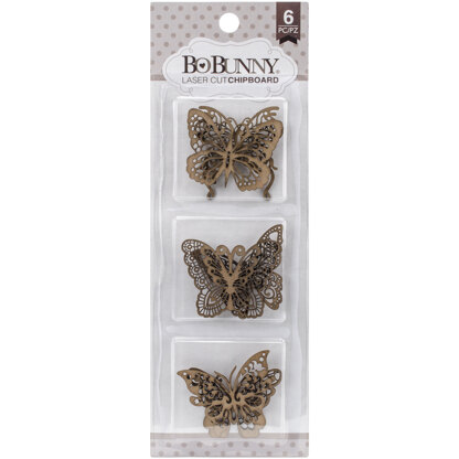 American Crafts BoBunny Laser-Cut Chipboard Shapes 6/Pkg - Butterflies, 6/Pkg