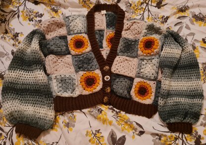 Sunflower granny square cardigan