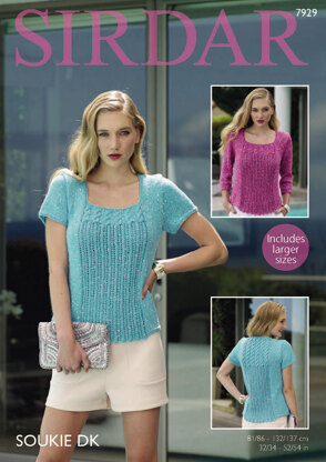 3/4 and Short Sleeved Top in Sirdar Soukie DK - 7929 - Downloadable PDF