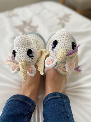 Unicorn crochet slippers sale