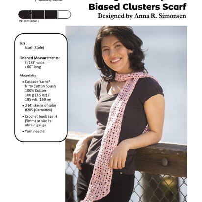 Biased Clusters Scarf in Cascade Yarns Nifty Cotton Splash - W745 - Downloadable PDF