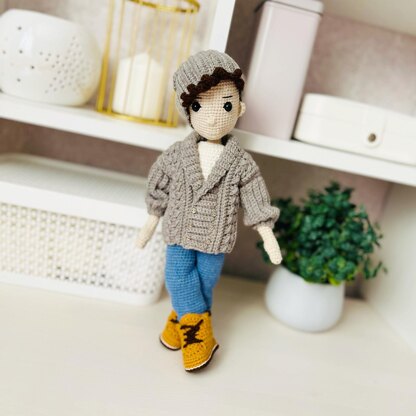 Crochet boy doll pattern amigurumi boy pattern crochet doll with clothes Paul boy doll