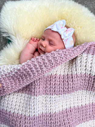 Easy Knit Baby Blanket - Broken Rib