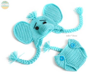 Josefina and Jeffery The Elephants Baby Hat and Diaper Cover