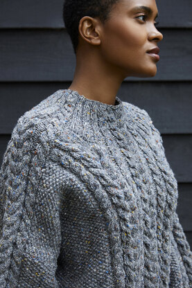 " Morag " - Jumper Knitting Pattern For Women in Debbie Bliss Donegal Luxury Tweed Aran by Debbie Bliss