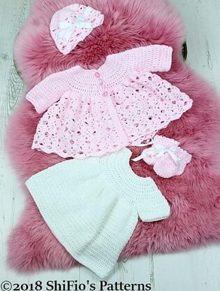 Crochet Pattern For Baby Matinee Jacket Dress Hat and Booties 291 Crochet pattern by ShiFio s Patterns LoveCrafts