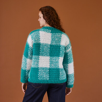 Peppermint Plaid Cardigan - Crochet Pattern for Women in Debbie Bliss Nell