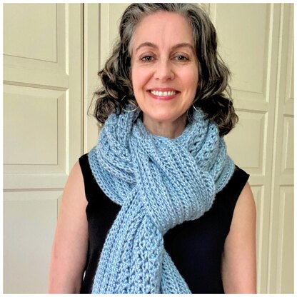 Colour block scarf knitting pattern - Gathered